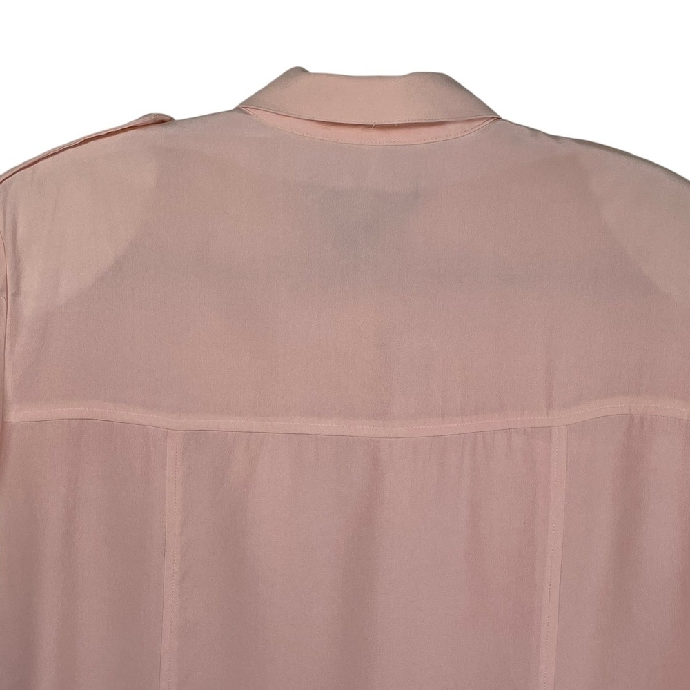 August Silk Womens Pink 100% Silk Short Sleeve Button Front Shirt Dress Size 14 - Picture 9 of 13